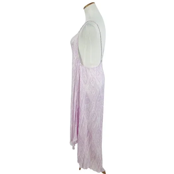 Free People Lilac Flowy Asymmetrical Midi Slip Dress | Balletcore Boho Coquette - Picture 7 of 16